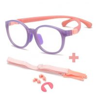 Dětské brýle proti modrému světlu - Fialovo růžové s nosníky a gumičkou