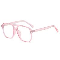 Počítačové brýle proti modrému světlu - Transparentní růžové, hranaté