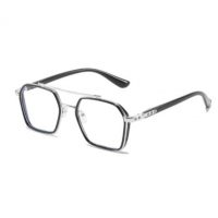 Šestiúhelníkové brýle proti modrému světlu - Černo stříbrné