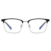 Polorámečkové brýle proti modrému světlu - Lesklé černé, stříbrné