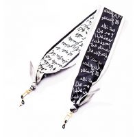 Hedvábný šátek na brýle - S písmeny, černo bílý