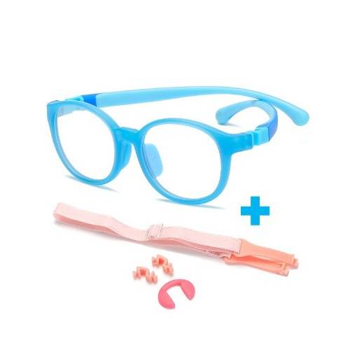 Foto - Dětské brýle proti modrému světlu - Modré s nosníky a gumičkou