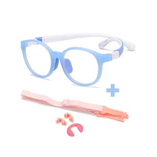 Foto - Dětské brýle proti modrému světlu - Modro bílé s nosníky a gumičkou