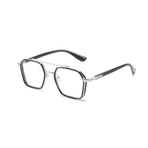 Foto - Šestiúhelníkové brýle proti modrému světlu - Černo stříbrné