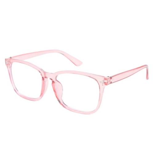 Foto - Hranaté brýle proti modrému světlu - Transparentní, růžové