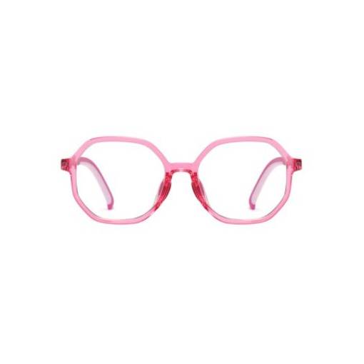 Foto - Dětské osmiúhelníkové počítačové brýle proti modrému světlu - Transparentní růžové