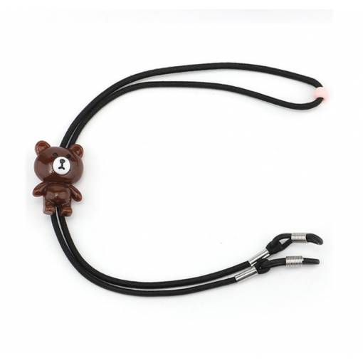 Foto - Dětská elastická šňůrka na brýle - Černá s medvídkem