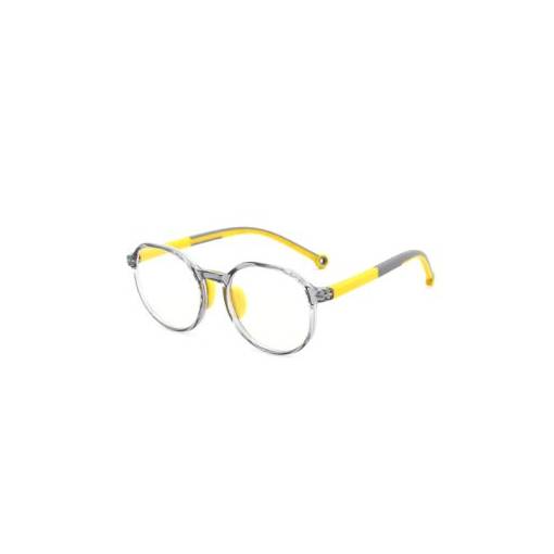 Foto - Dětské hranaté brýle proti modrému světlu - Transparentní šedo žluté