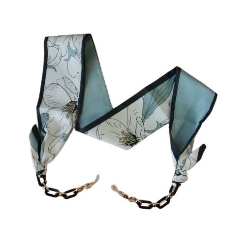 Foto - Hedvábný šátek na brýle s řetízkem - Květy