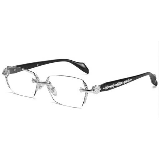 Foto - Retro bezrámové brýle proti modrému světlu - Stříbrné